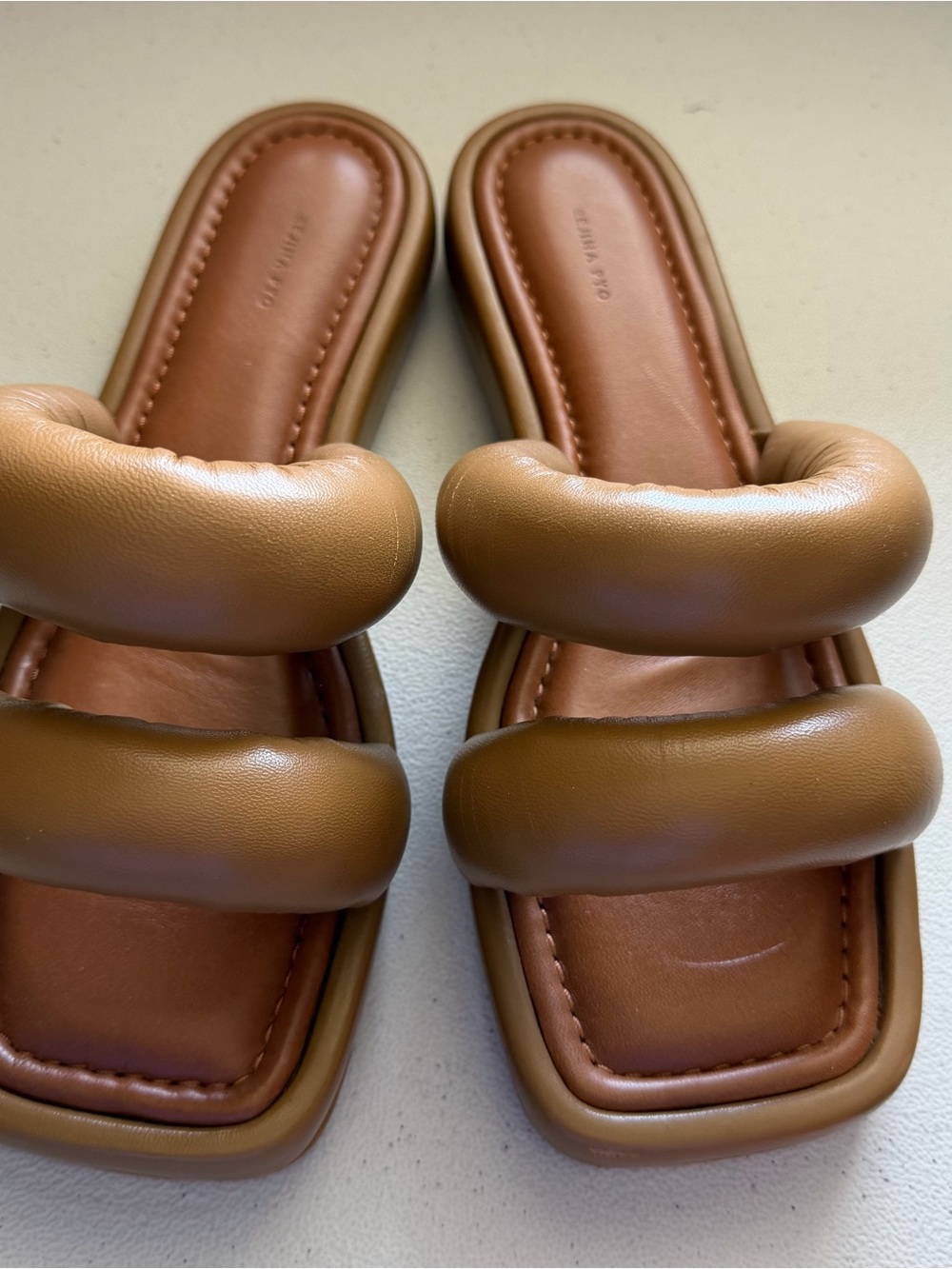 Rejina pyo Billie Sandals Leather Biscuit 30 mm double strap - Picture 3 of 6